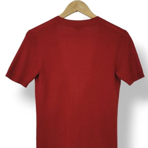 Theory Gwyneth Cashmere Button Down Short Sleeve Cardigan in Red Size P/0 - Picture 6 of 14